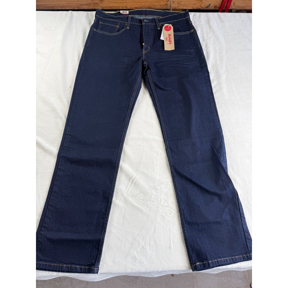 Levis 514 Straight Leg Jeans Mens 34x32 Dark Wash Indigo Stretch - Picture 4 of 12
